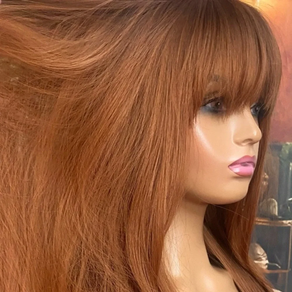 BACK IN Long ginger redhead wig with bangs